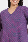 Zivame True Curv Petal Dreams Knit Cotton Pyjama Set - Medivel Blue — thumbnail 5